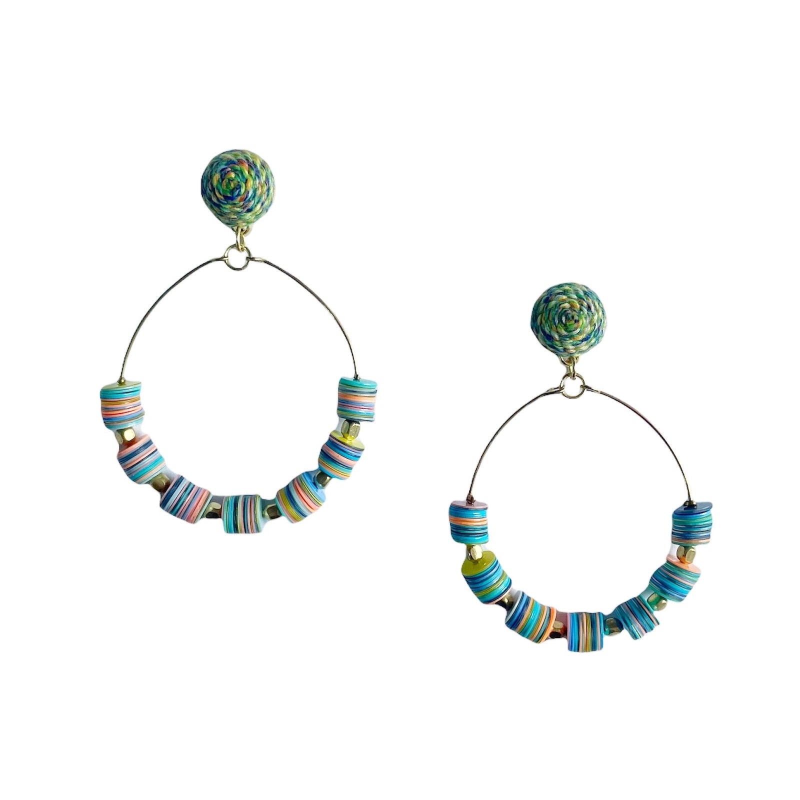 Delaney Beaded Hoop Earring Blue