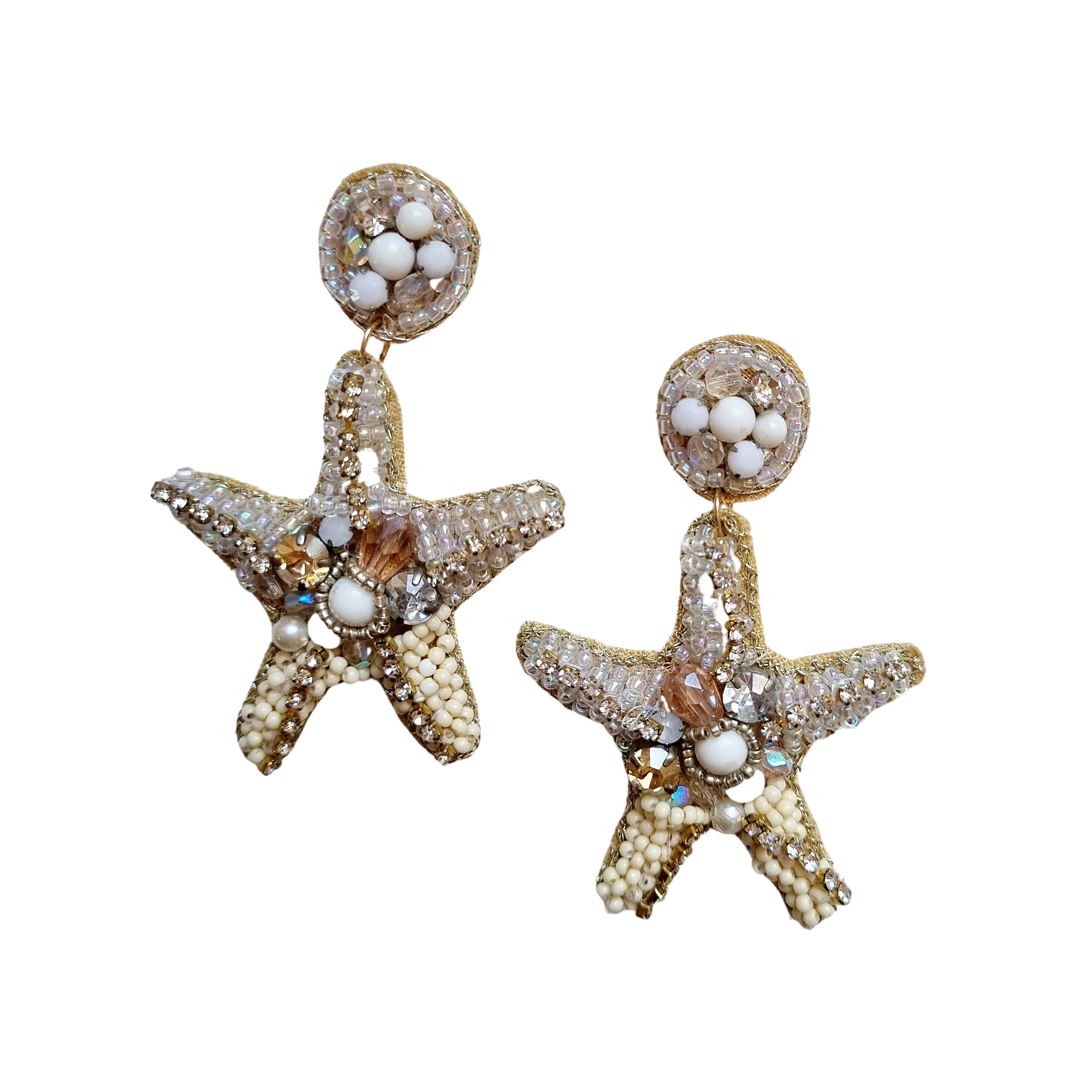 Beaded Starfish Earring White