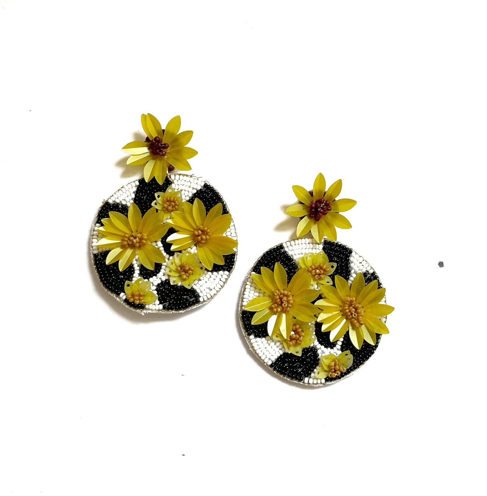 Sunflower Cow Beaded Earring