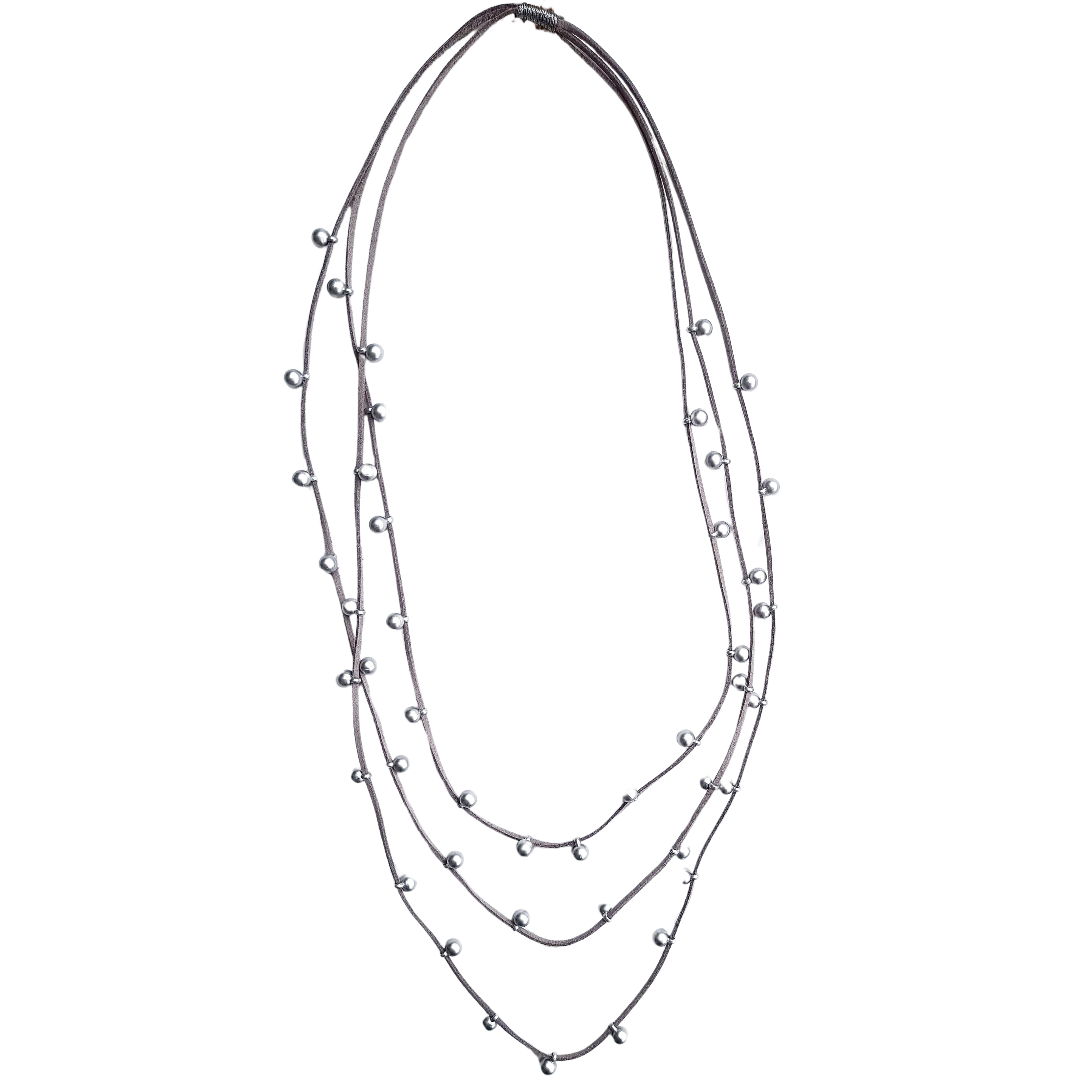 Emaline Multi Row Silver Necklace