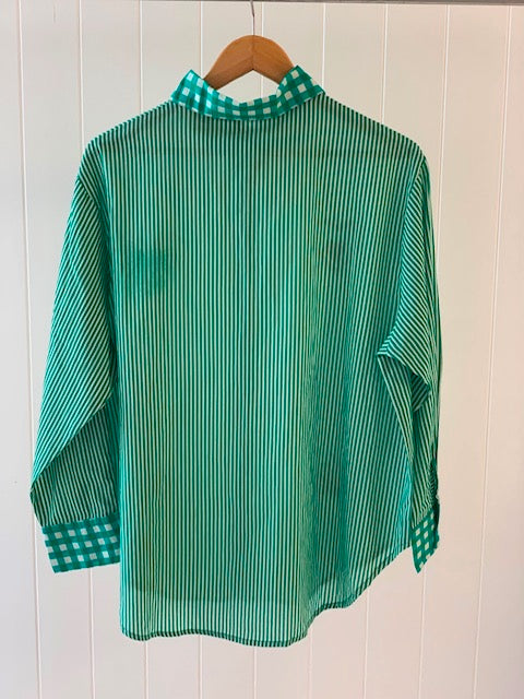 Pure Cotton Shirt Green Medium Large KS19022BML