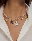 Gold Pearl Charm Necklace STN10200