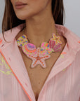 Beaded Ocean Themed Necklace Pink NE1562PI