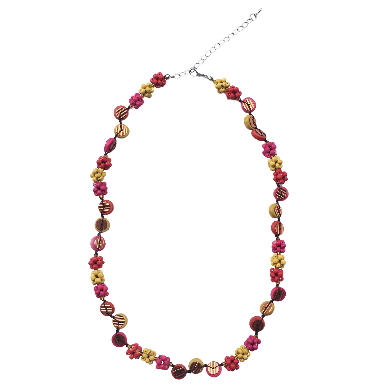 Flower Wooden Necklace Pink