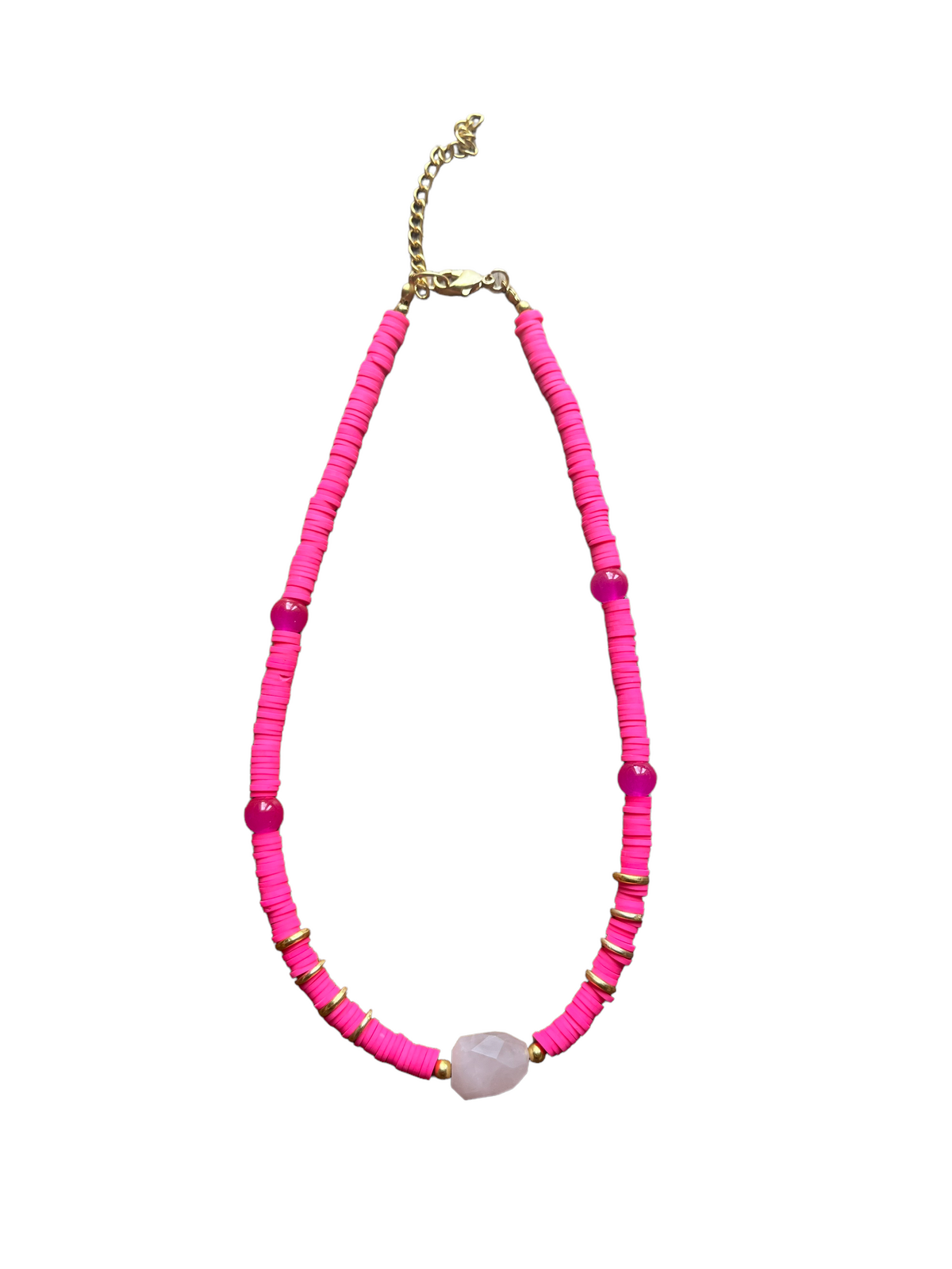Joy Beaded Necklace Fluro Pink