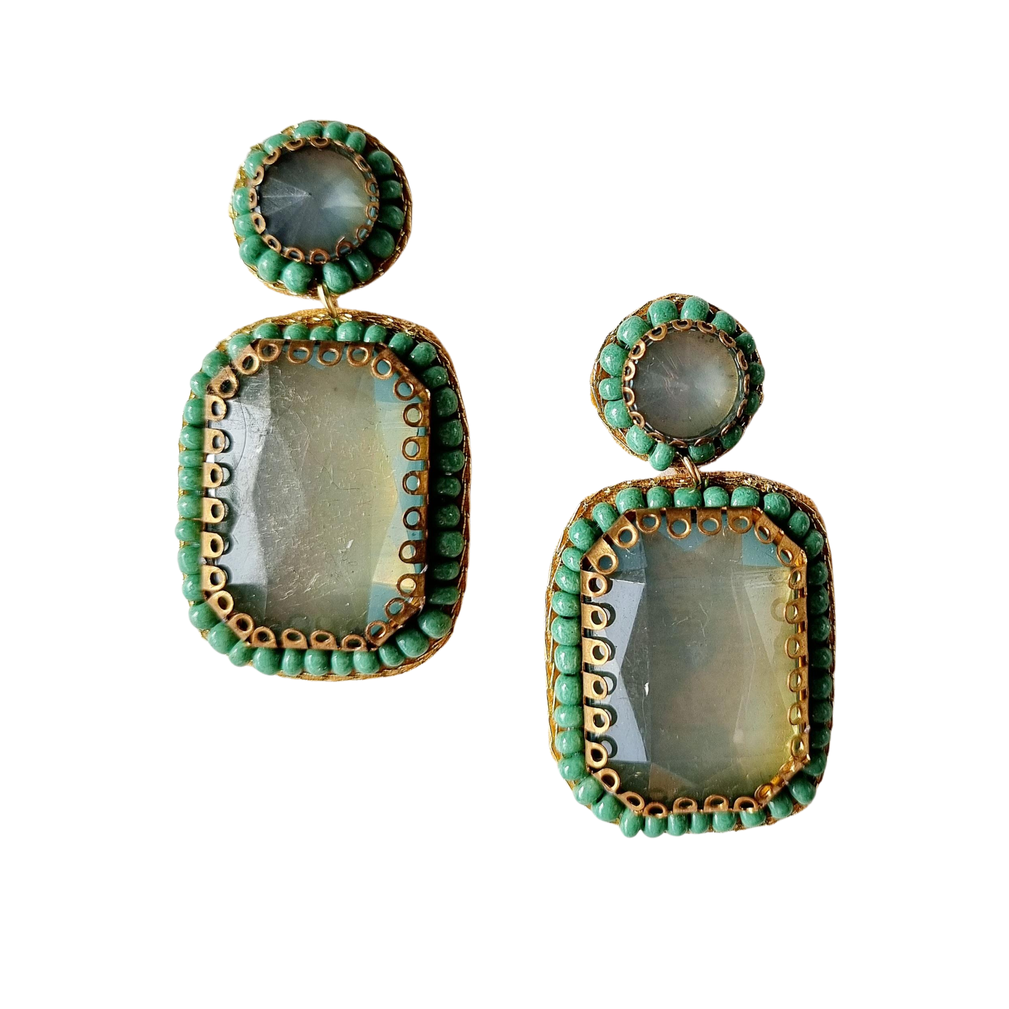 Brandy Beaded Gem Earring Green