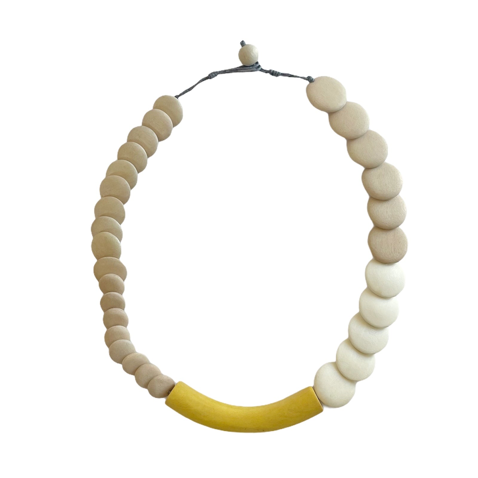 Natural Wooden Disc Necklace Yellow