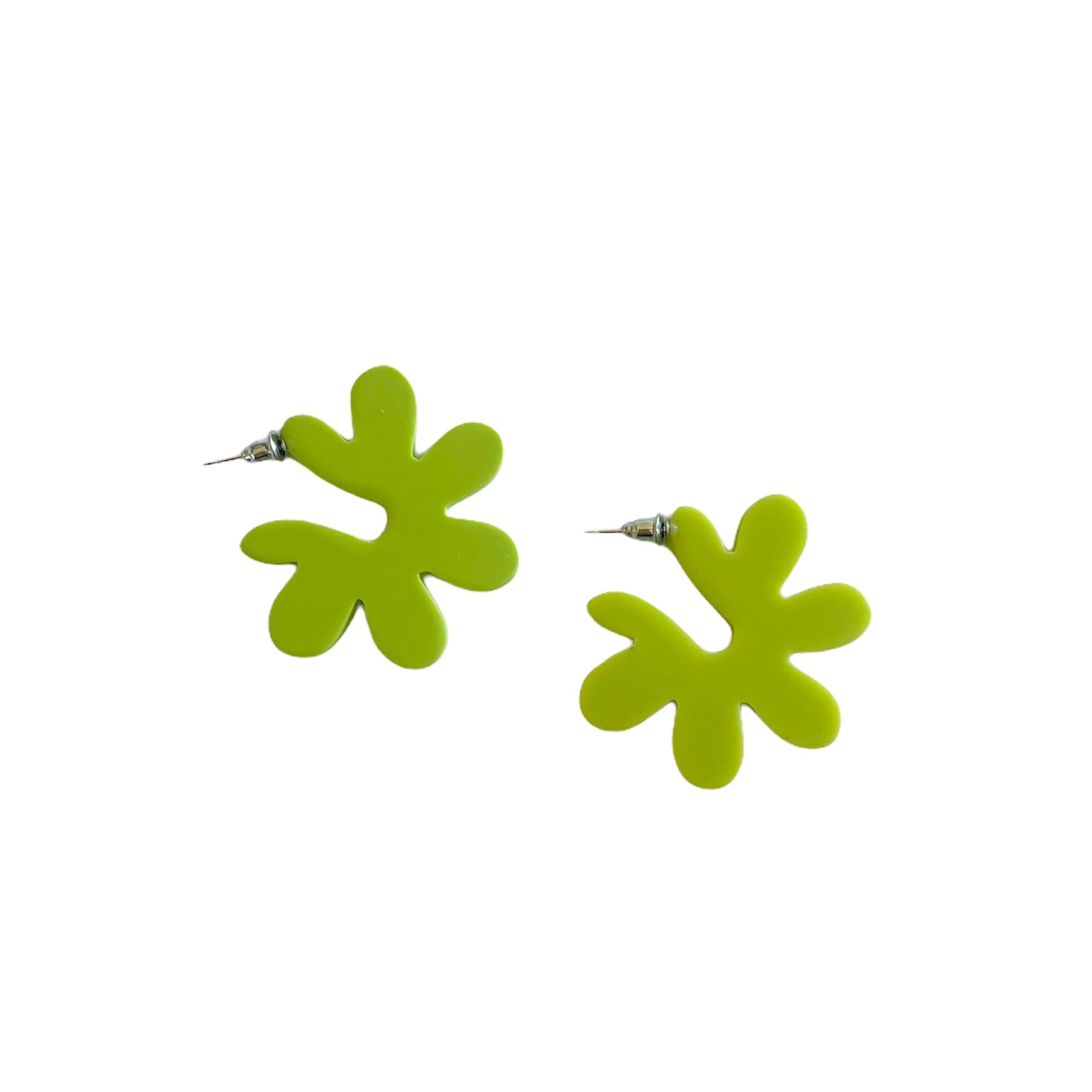 Lillian Resin Flower Hoop Earring Green