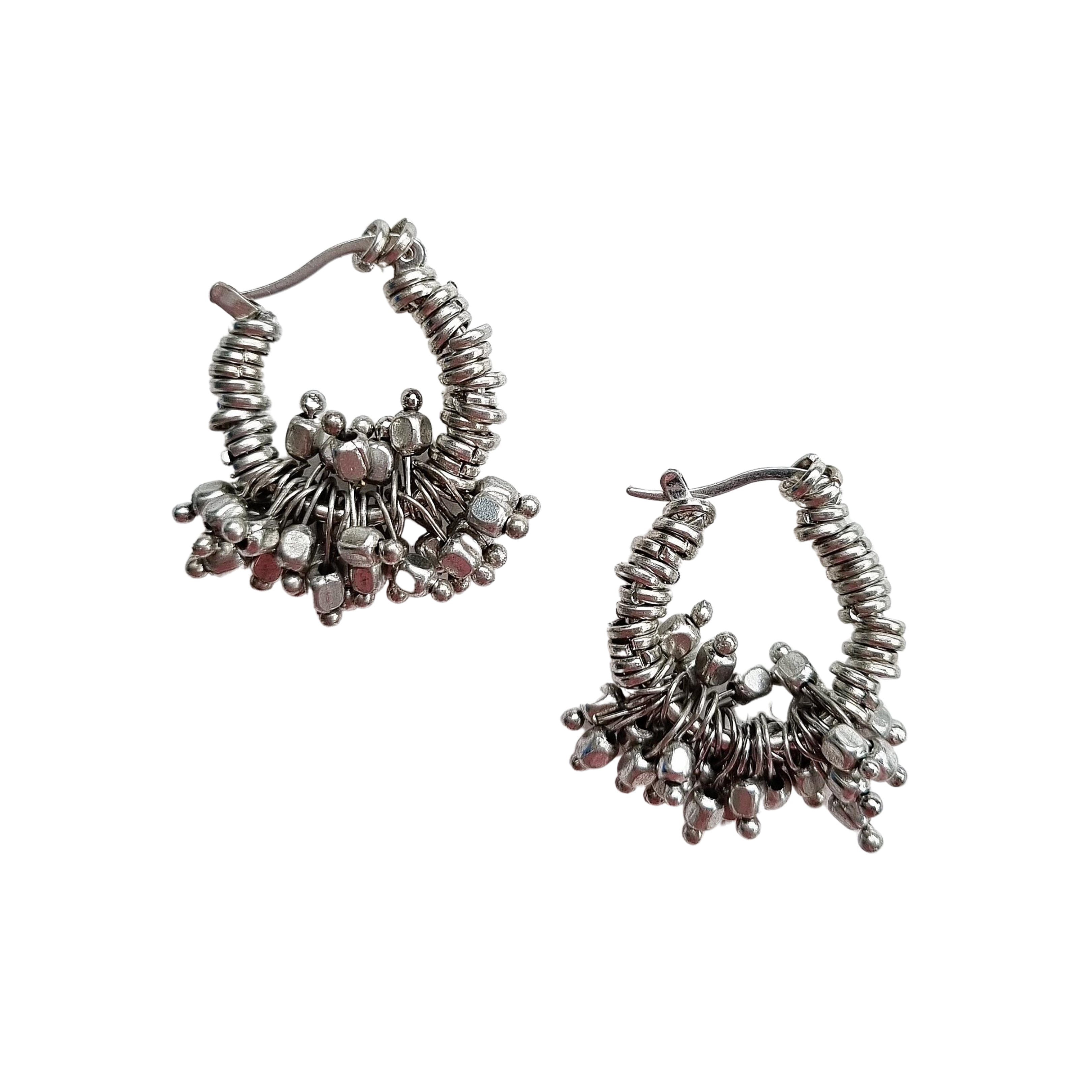 Lilah Beaded Hoop Earring Silver