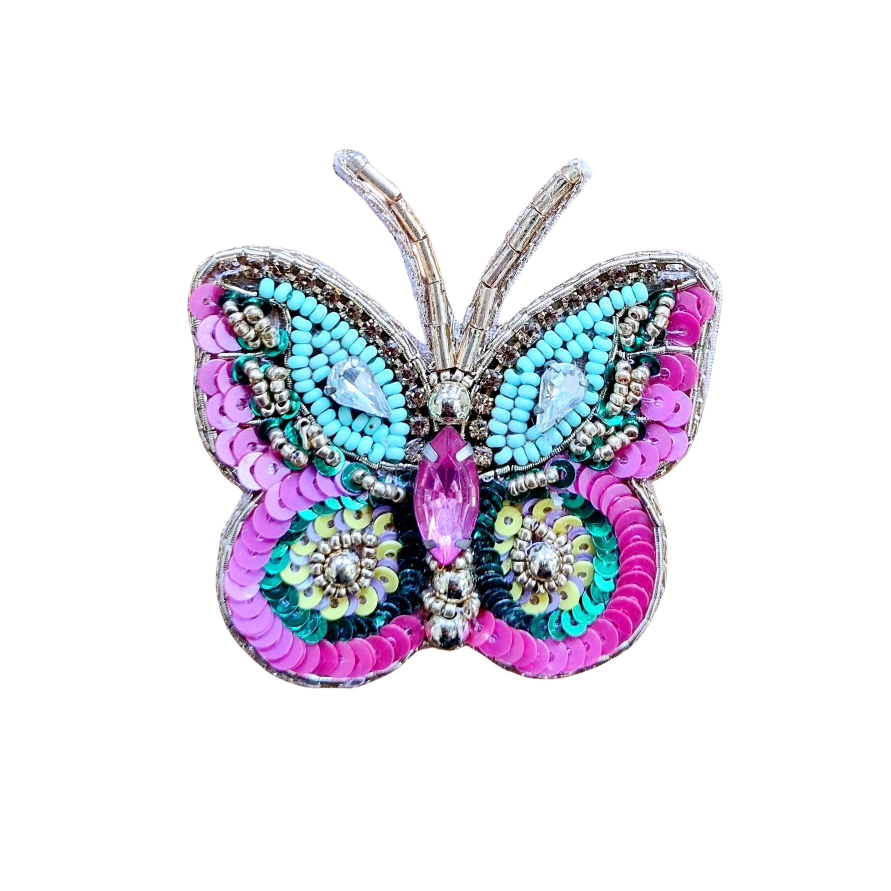 Beaded Brooch Butterfly BRC6BRIGHTMULTI