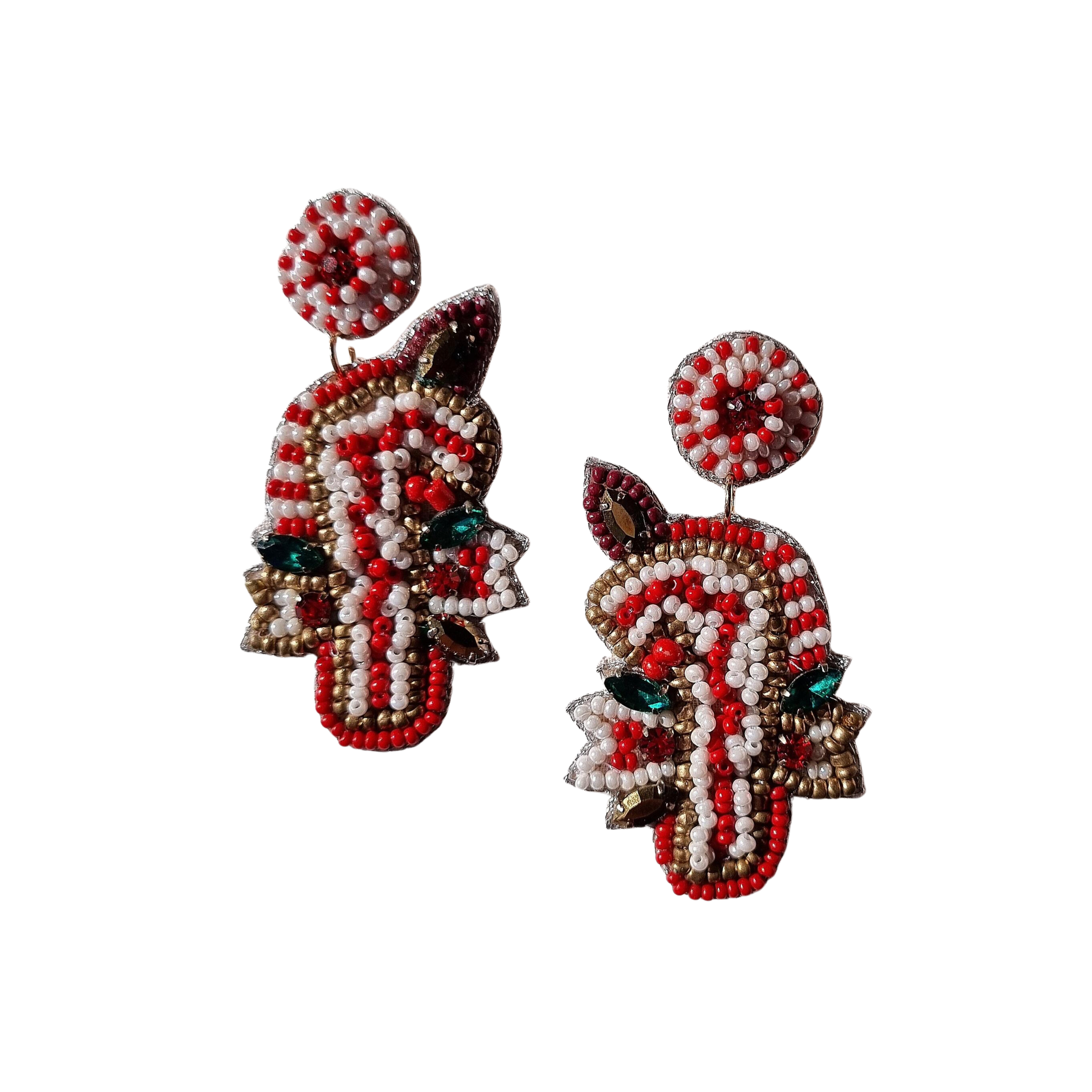 Christmas Candy Cane Beaded Earring