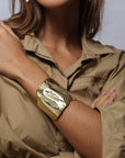 Gold Wide Statement Bangle FJBR4057