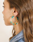 Aldora Beaded Gold Hoop Earring with Natural Stone