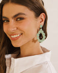 Antoinette Beaded Floral Earring Green