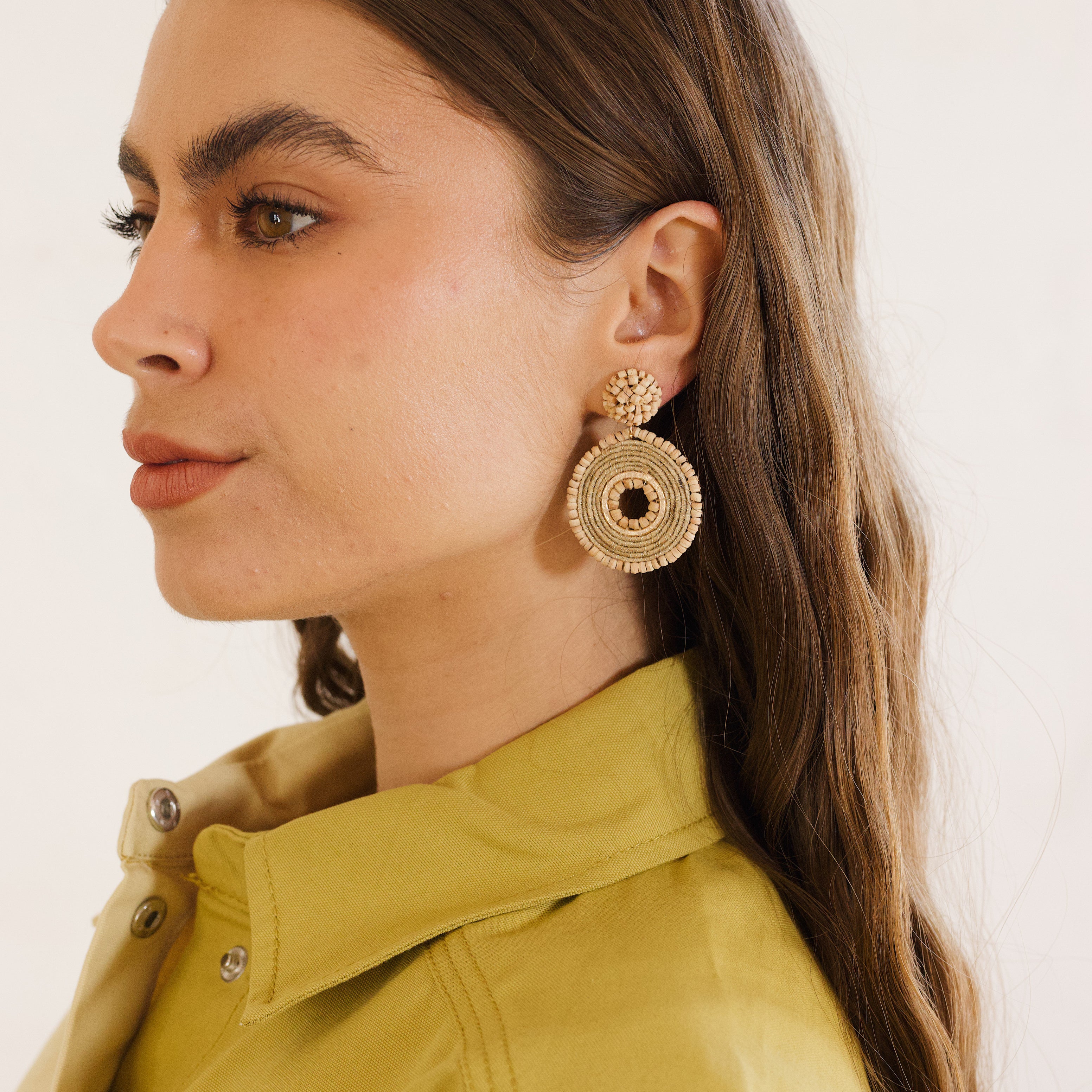 Bettina Beaded Disc Earring Natural