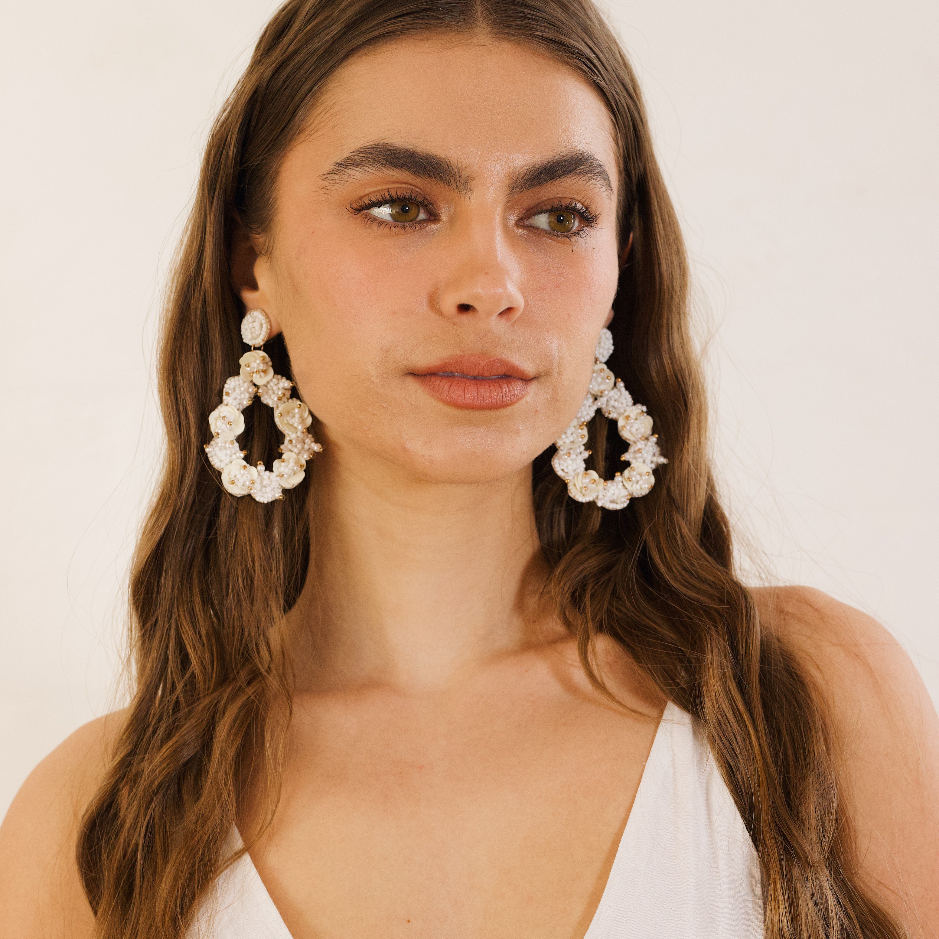 Juliette White Beaded Earring