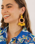 Leila Beaded Earring Yellow Pink