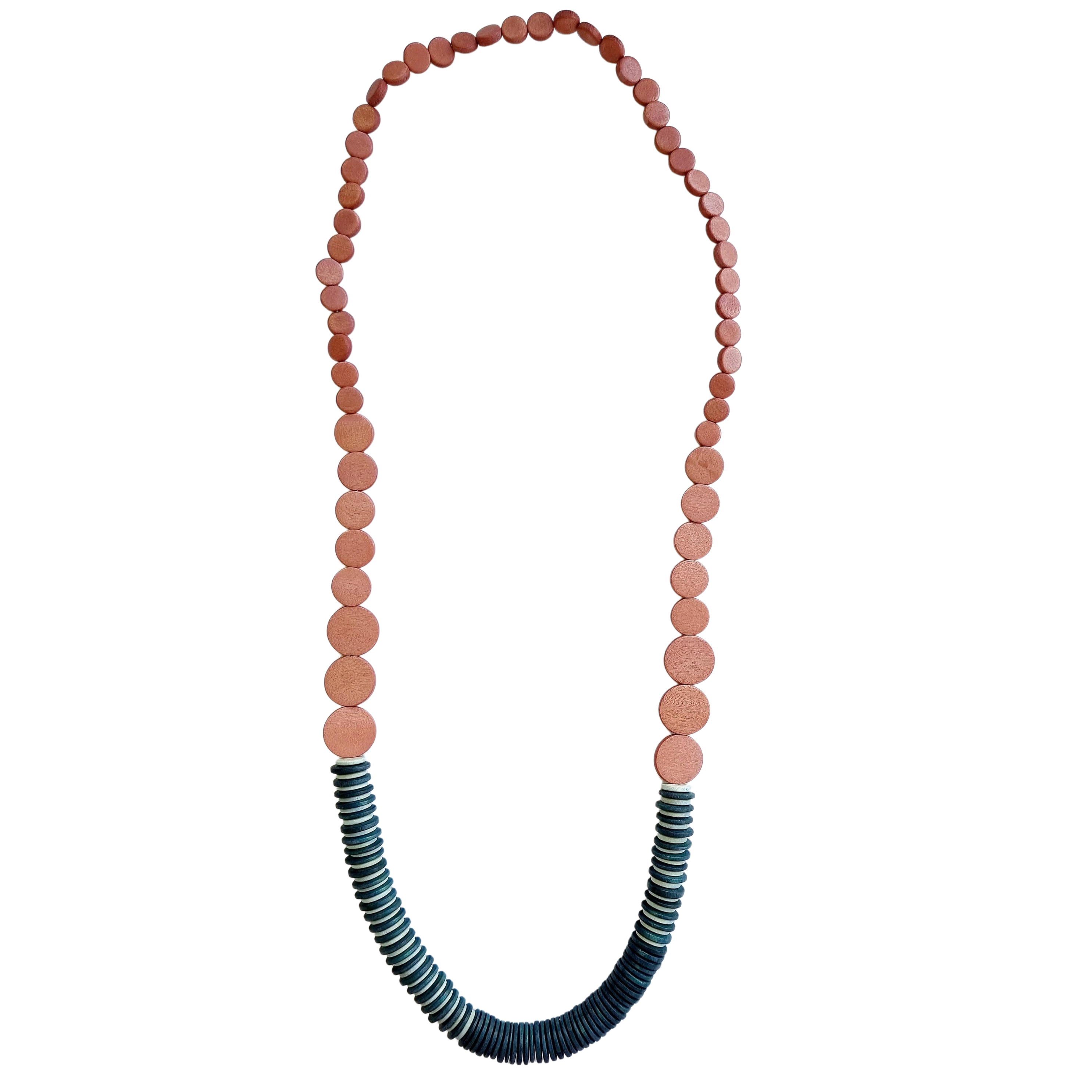 Laroda Wooden Necklace Dusty Pink Teal
