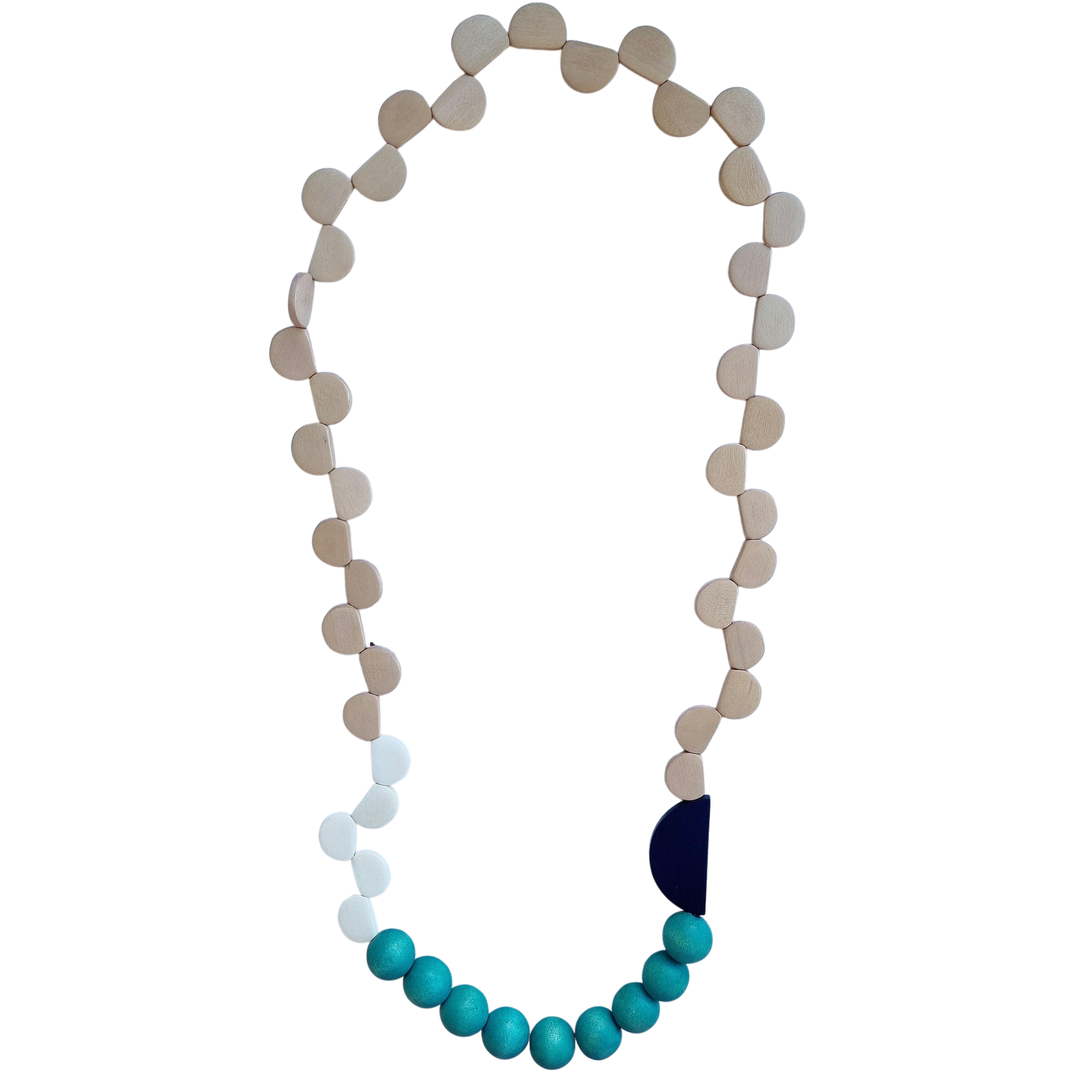 Elayne Mixed Shape Wooden Necklace Blue