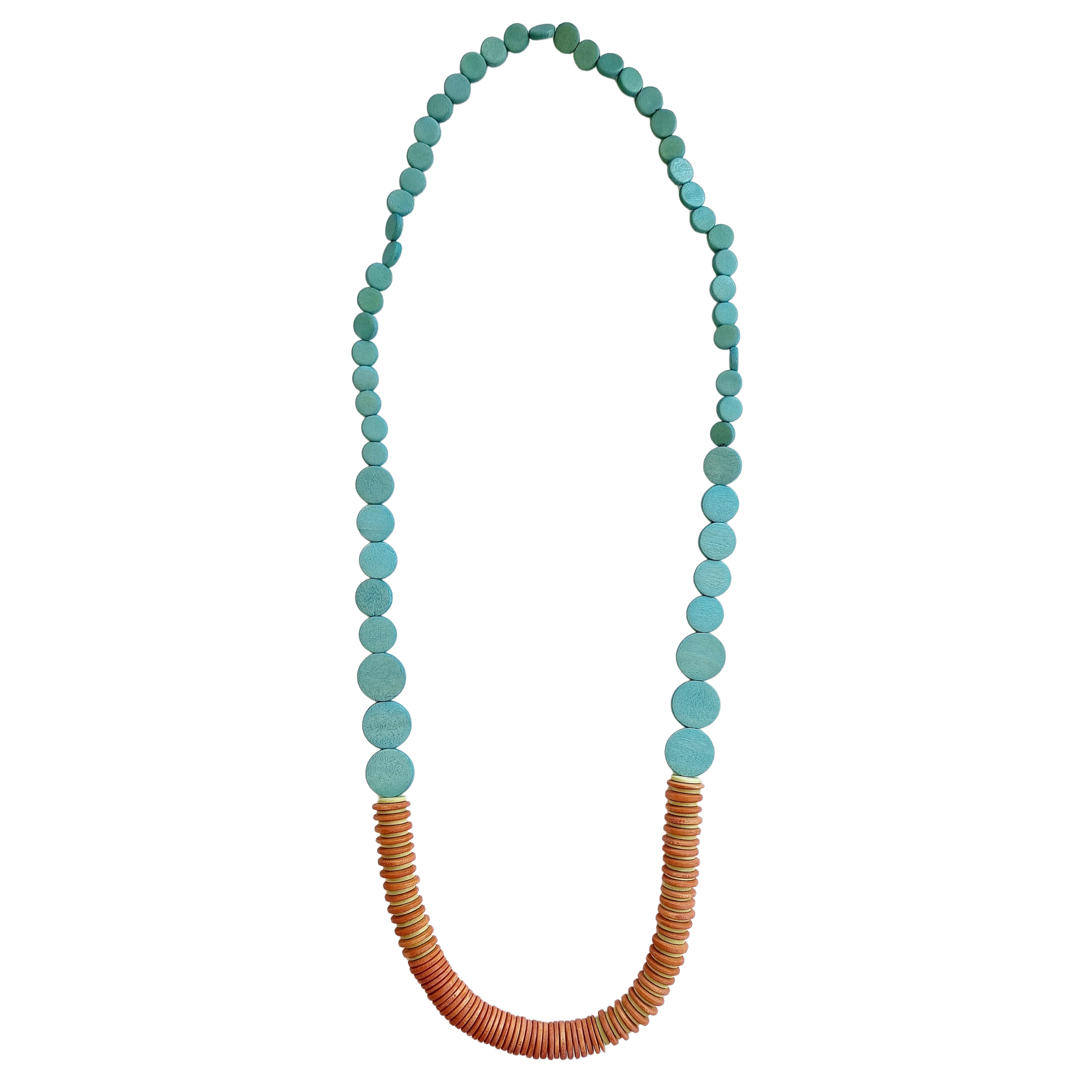 Laroda Wooden Necklace Blue Orange