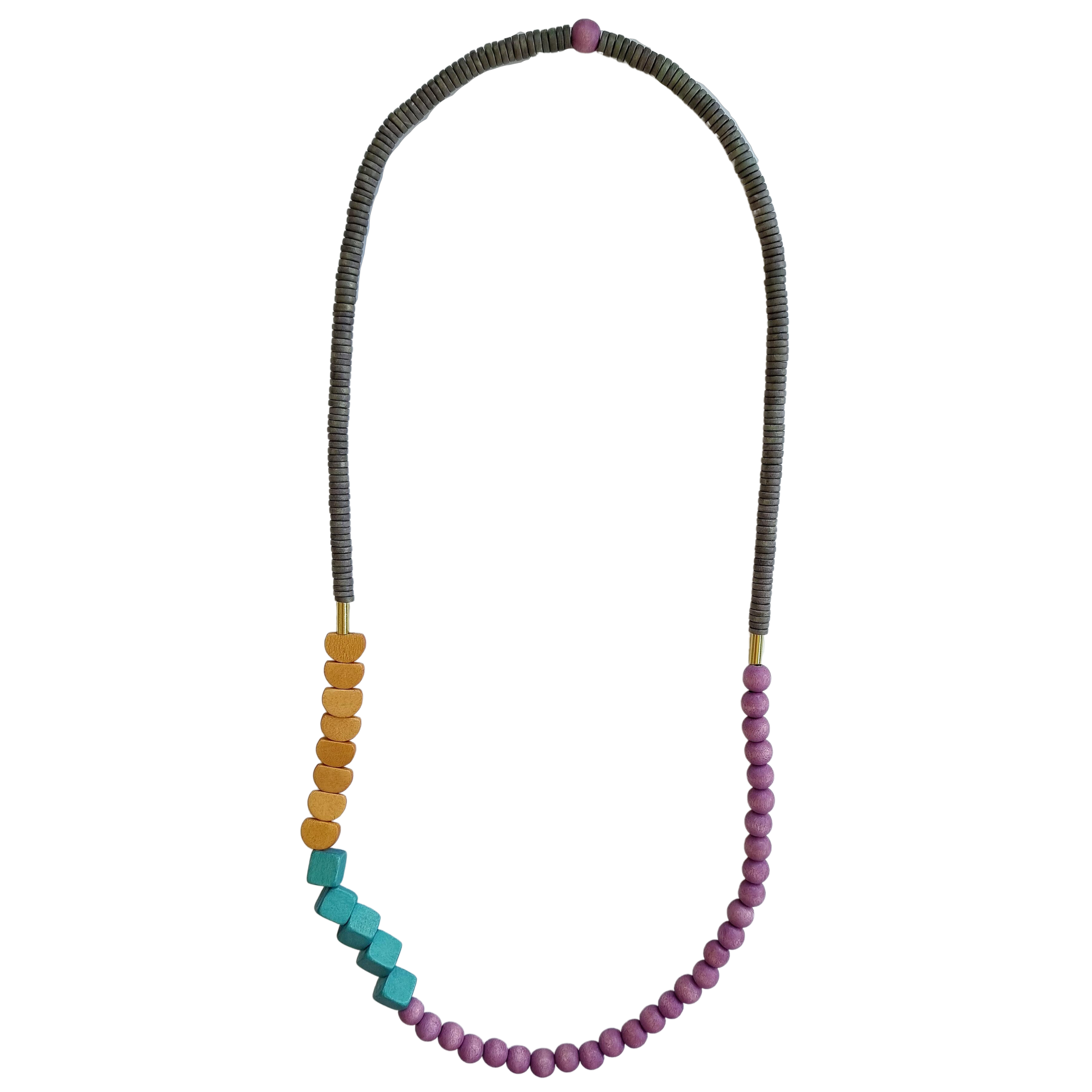 Rosetta Wooden Necklace Purple aqua