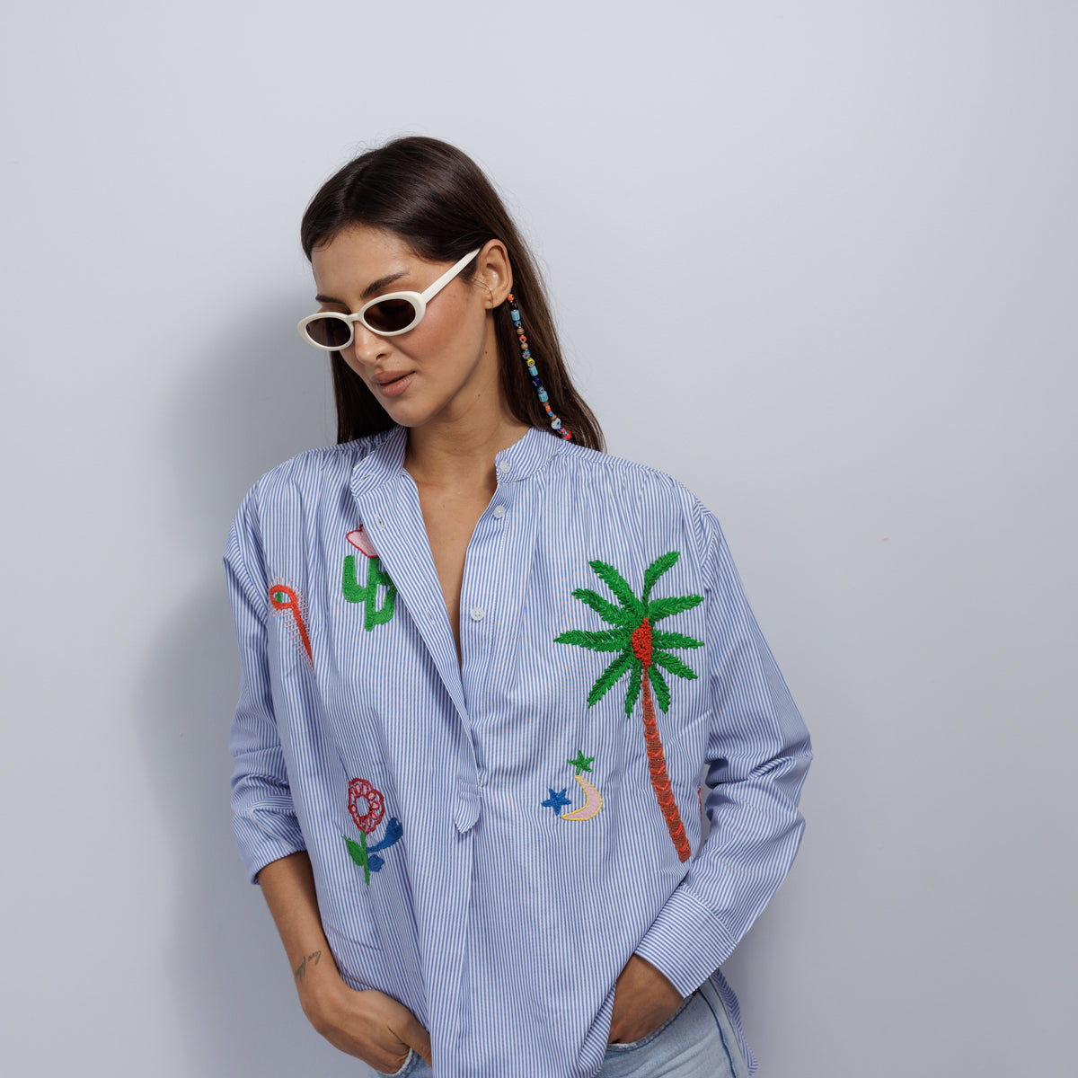 Pure Cotton Shirt Small Medium Blue Z09BLSM